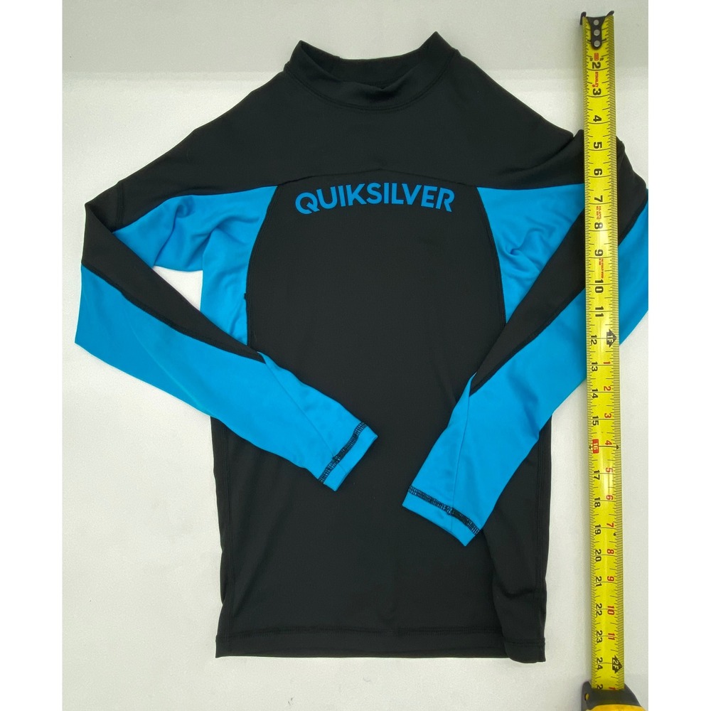 Quiksilver Boys Rash Guard Long Sleeve Swim Shirt Black Blue Size 14 L Large